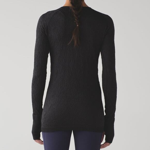 LULULEMON Rest less Pullover Black Textured Long Sleeve Running Active Women's 8 - Picture 4 of 14
